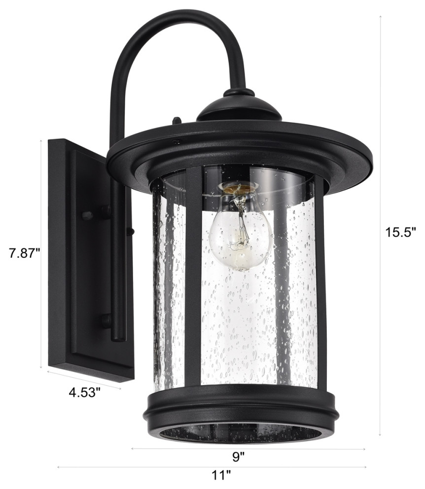 Cole Transitional 1 Light Textured Black Outdoor Wall Sconce 16 quotHeight   Transitional   Outdoor Wall Lights And Sconces   by Homesquare  Houzz