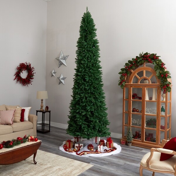 12' Slim Green Mountain Pine Artificial Christmas Tree with 3235 Bendable Branches