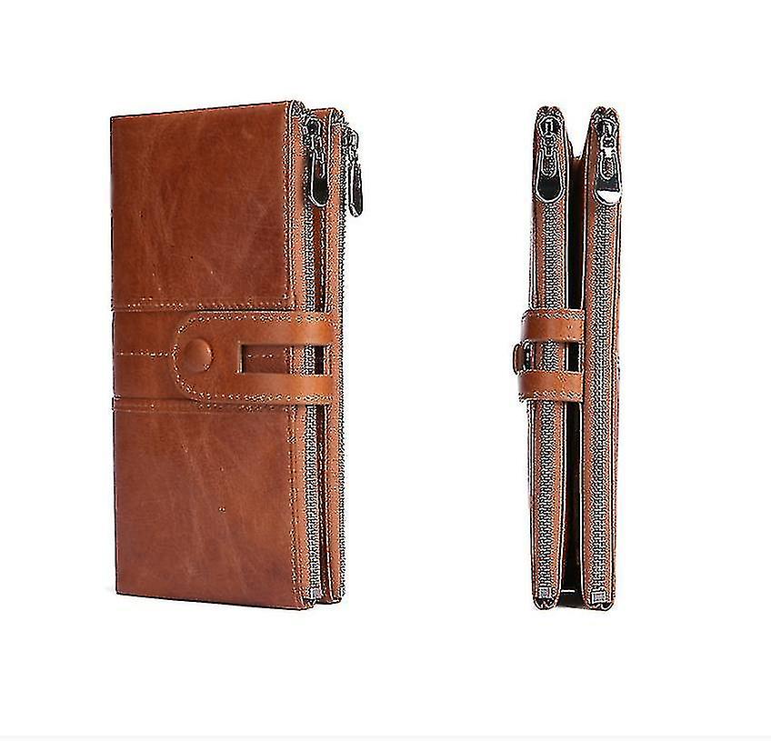 Women Leather Wallet， Vintage，with 21 Card Compartments(brown)