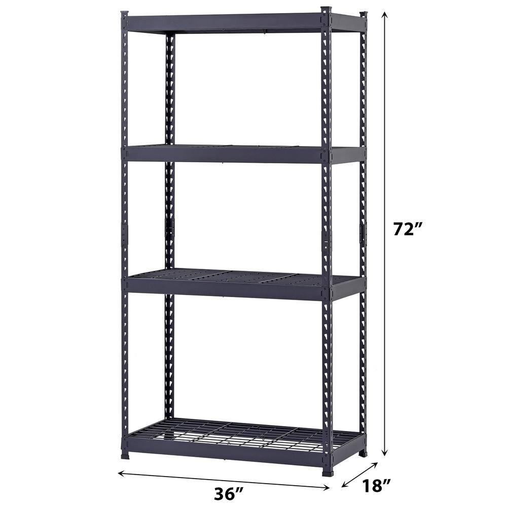 Husky 4-Tier Heavy Duty Boltless Steel Garage Storage Shelving Unit in Black (36 in. W x 72 in. H x 18 in. D) N2R361872W4B