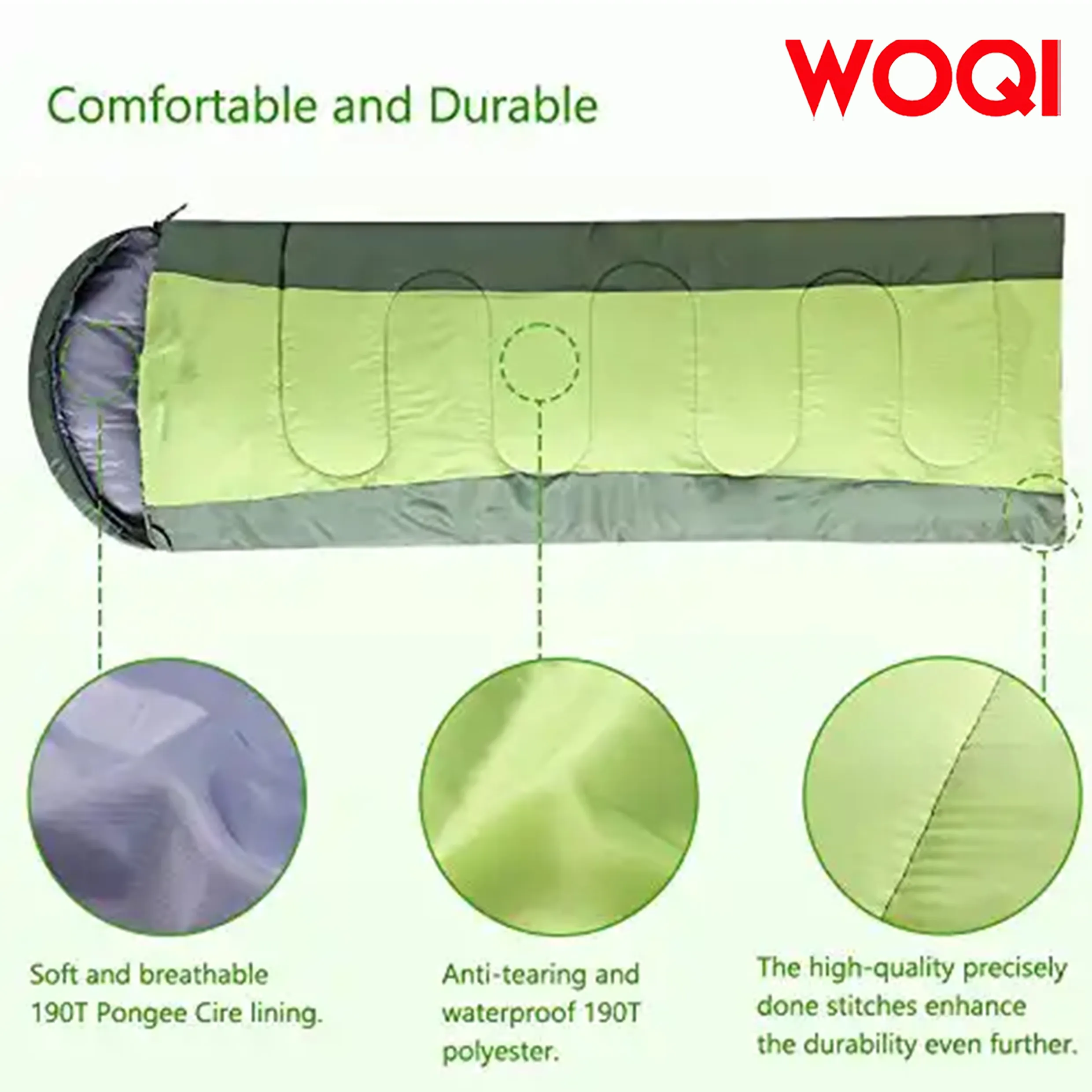 Woqi Comfort Lightweight Portable  Easy to Compress  Envelope Sleeping Bags with Compression Bag