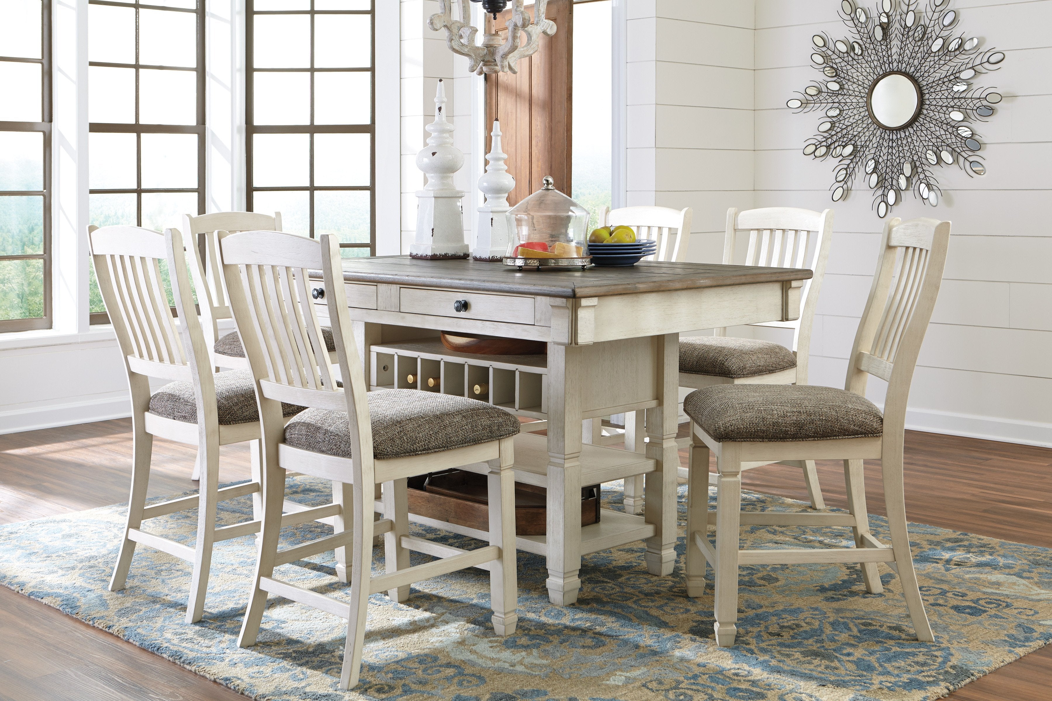 Bolanburg Counter Height Dining Table and 4 Barstools