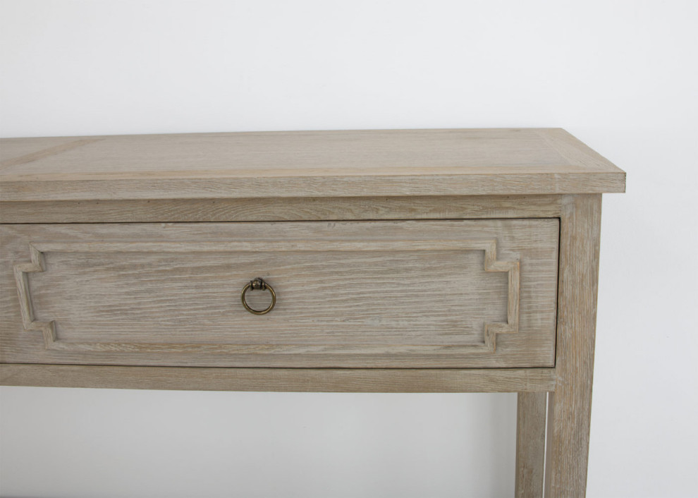 Tannar Natural Oak Console Table   Farmhouse   Console Tables   by Peachtree Fine Furniture  Houzz