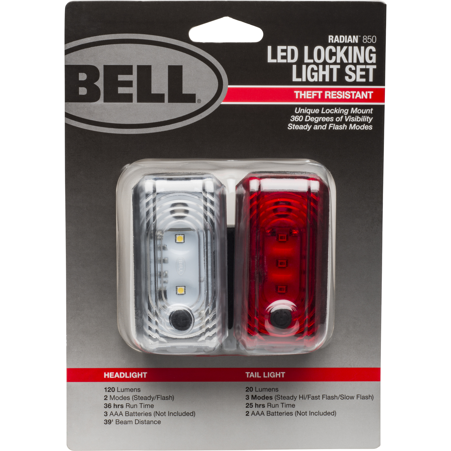 Bell Sports Radian 850 Plastic Locking Light Set Red/White