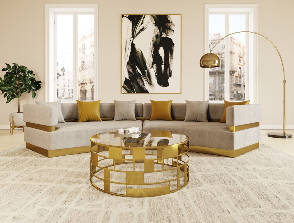 Modrest Kudo Glam Clear Glass and Gold Glass Coffee Table   Contemporary   Coffee Tables   by Vig Furniture Inc.  Houzz