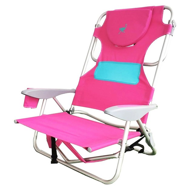 Ostrich On your back Outdoor Lounge 5 position Reclining Beach Lake Chair And Ladies Comfort On your back Backpack Beach Chair Pink