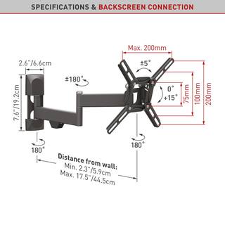 Barkan a Better Point of View Barkan 13 in to 39 in Full Motion - 4 Movement Flat TV Wall Mount up to 55 lbs UL certified 2400.B