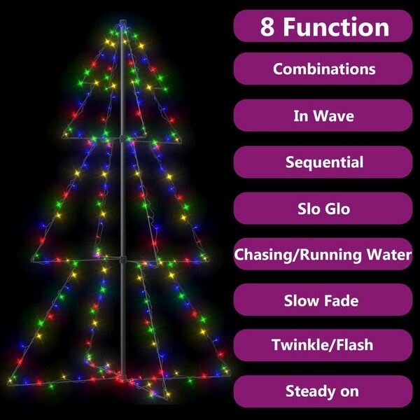 vidaXL Christmas Cone Tree 200 LEDs Indoor and Outdoor 3x5 ft