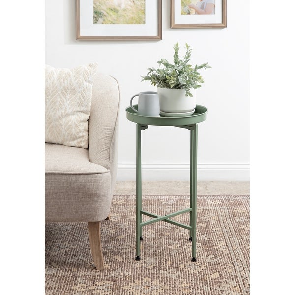 Kate and Laurel Celia Round Foldable Metal Accent Table - 14x14x26