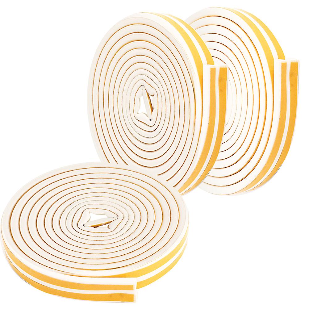 3pcs 5m Window Door Weather Stripping Soundproof Self Adhesive Sealing Strip White 9x6mm