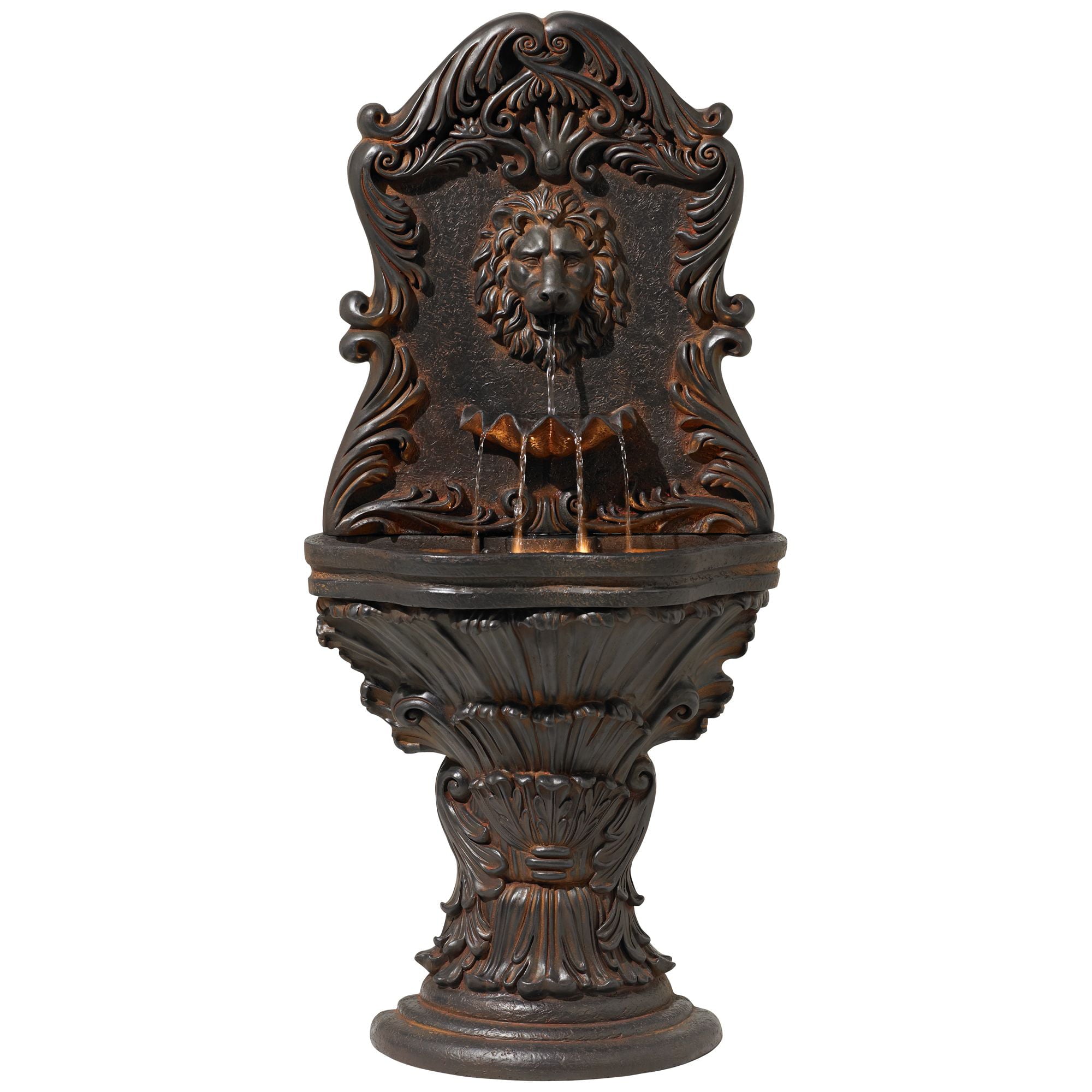 John Timberland Antiqued Outdoor Wall Water Fountain with LED Light 50