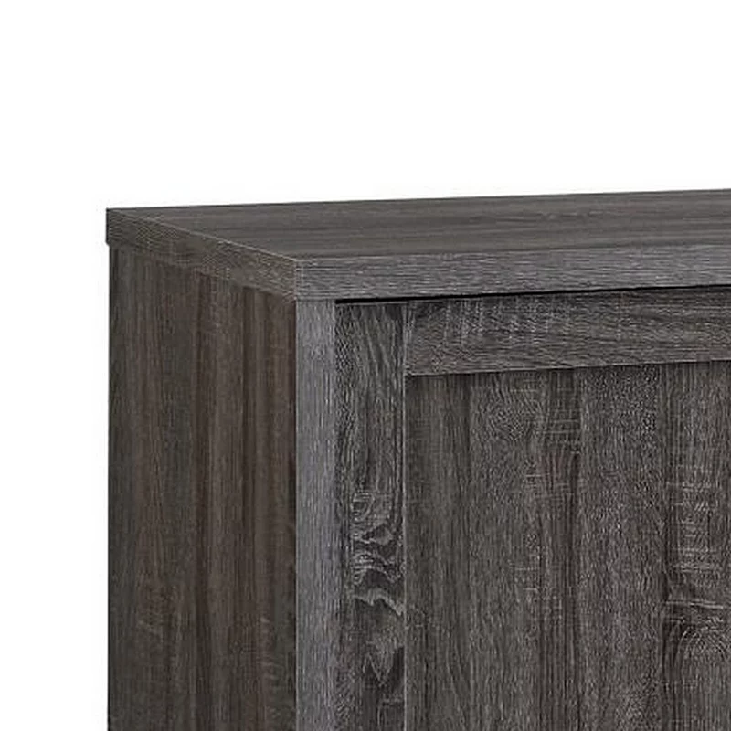 Wooden Accent Cabinet with 2 Doors with Grain Details， Gray