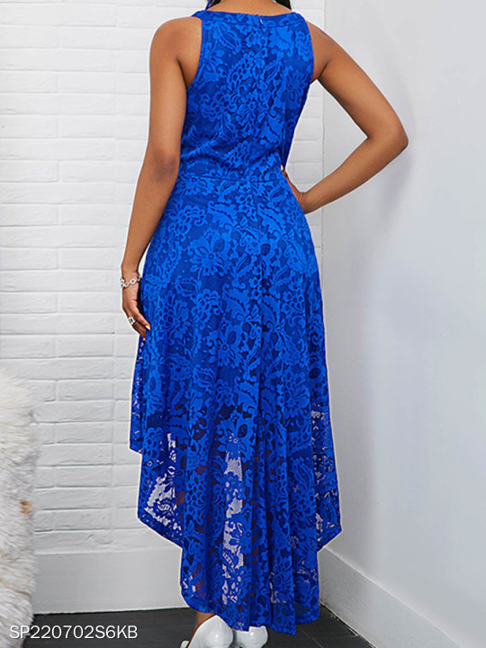 Round Neck Sleeveless Lace Irregular Dress