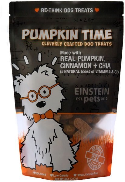 Einstein Pets Wheat-Free Pumpkin Time Real Pumpkin， Cinnamon and Chia Natural Oven Baked Dog Treats， 8-oz bag