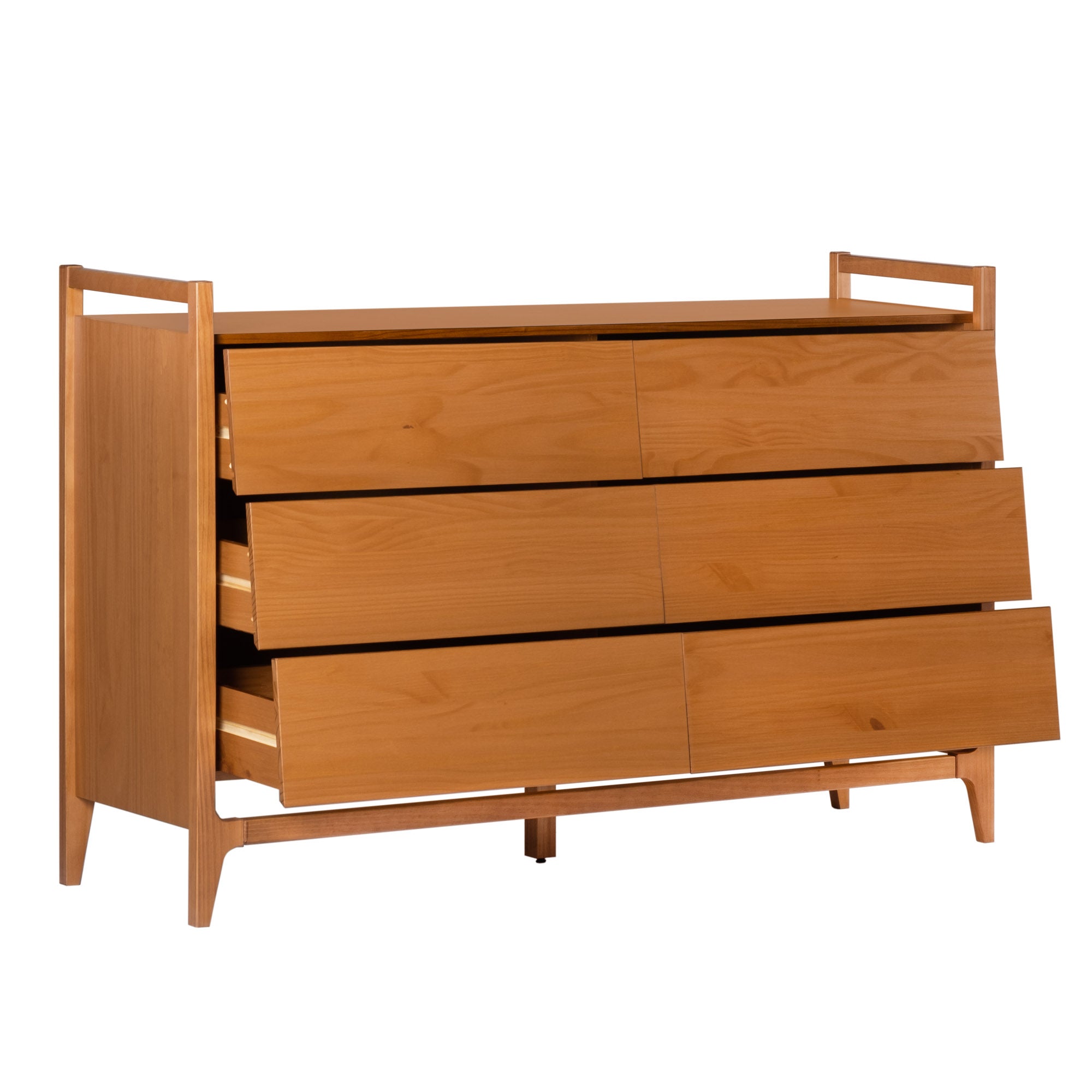 Manor Park Modern Angle-Front 6-Drawer Wood Dresser, Caramel