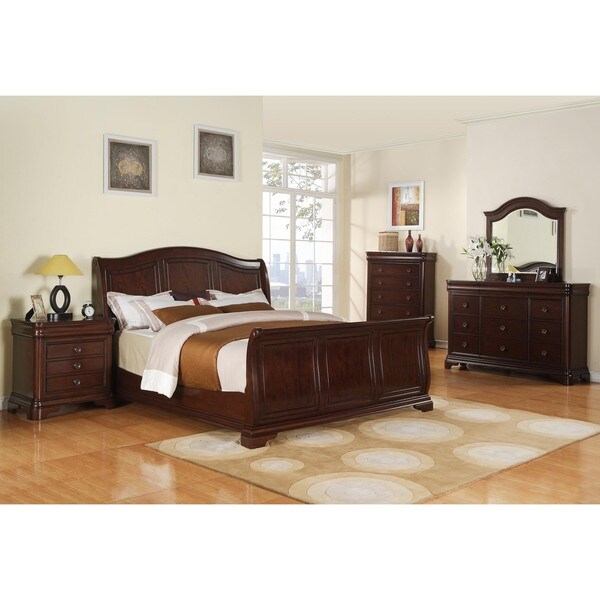 Gracewood Hollow Bujalski Cherry Queen Sleigh 4-piece Bedroom Set - - 20000952