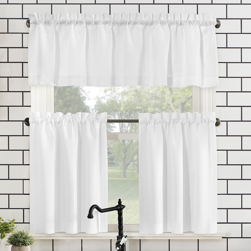 No. 918 Martine Microfiber Semi-Sheer Kitchen Curtain Valance and Tiers Set