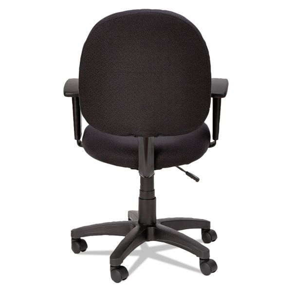 Alera Essentia Series Swivel Task Chair with Adjustable Arms， Supports up to 250 lbs.， Black Seat/Black Back， Black Base