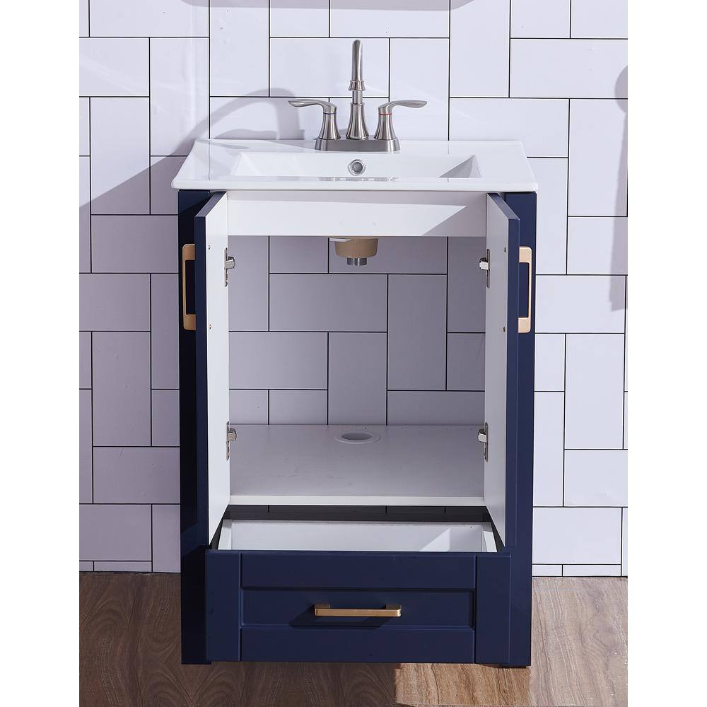 VC CUCINE 24 in. W x 17.7 in. D x 31.8 in. H Small Bathroom Vanity in Blue with White Ceramic Top US01SL-MZG61E-470-3