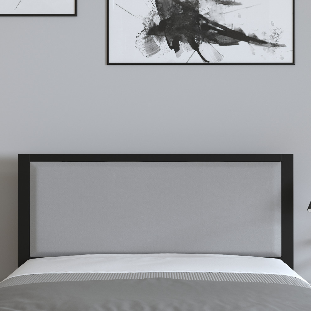 Metal Upholstered Headboard With Adjustable Rail Slots   Transitional   Headboards   by Merrick Lane  Houzz