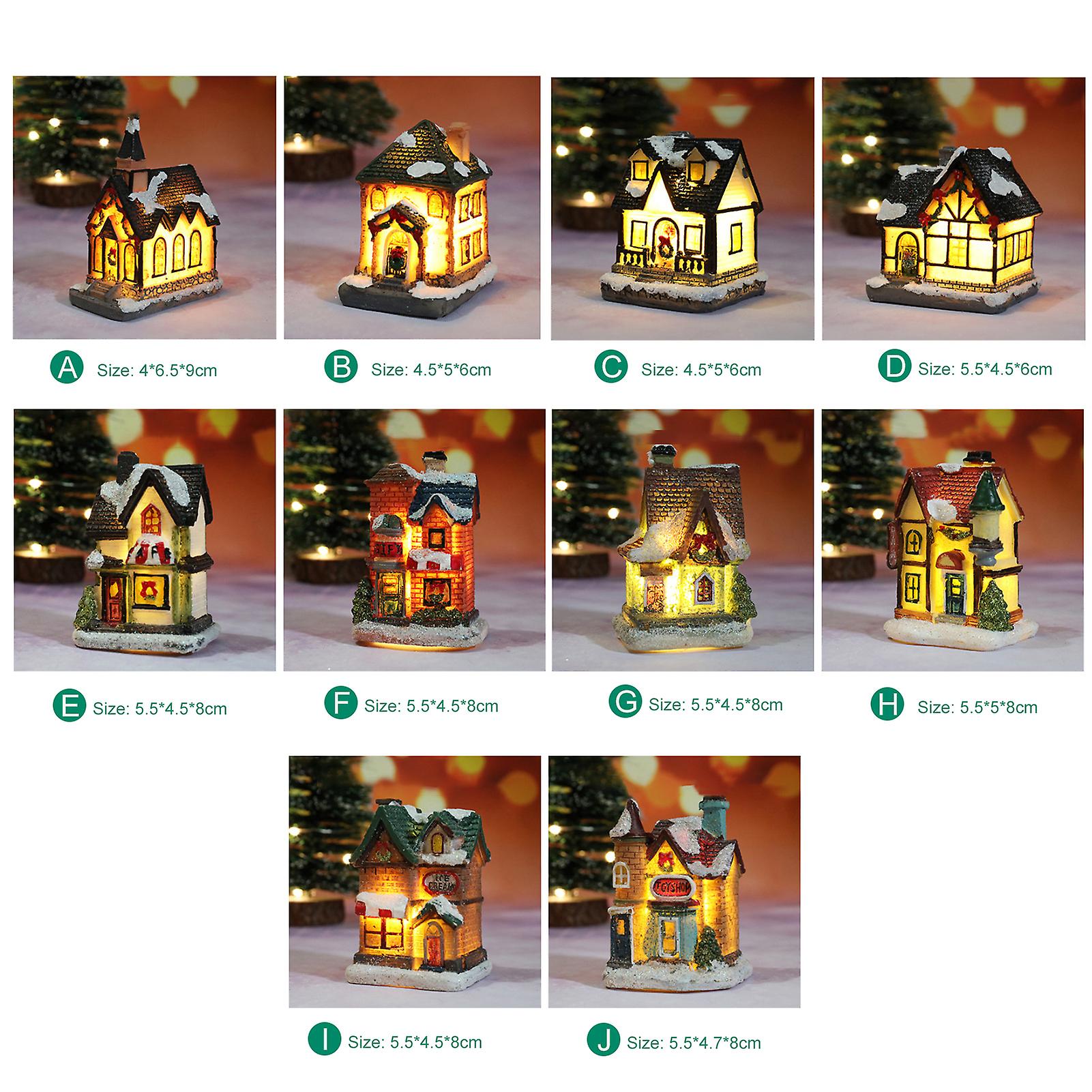 Christmas Scene Houses Building House With Warm Leds Light Batter-y Operated Christmas Ornamnet Gift