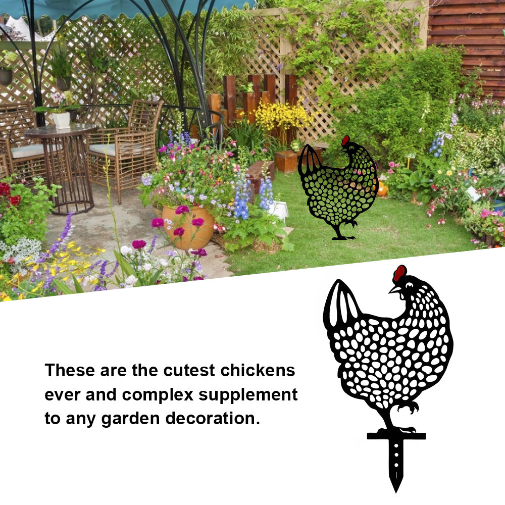 ZTOO Chicken Statue Sculpture Yard Art Garden Decoration Outdoor Backyard Lawn Lifelike Hen Stakes Ornaments Garden Silhouette Stakes Chicken Yard Art Decor