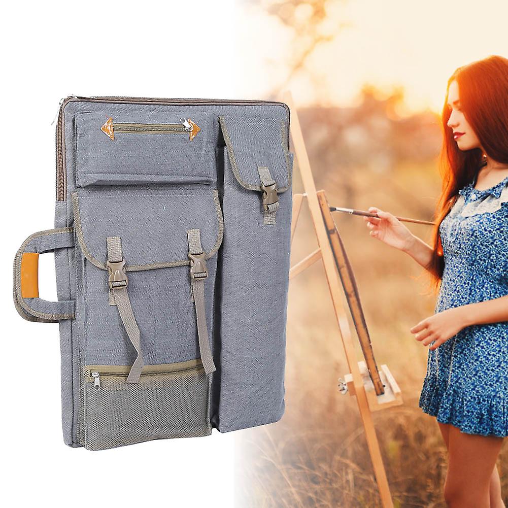 Canva Multifunction Large Art Bag Outdoor Waterproof Sketch Board Bag Art Supply(gray)