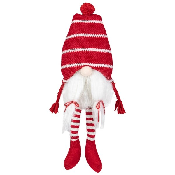 Plush Striped Sitting Christmas Gnome Figure