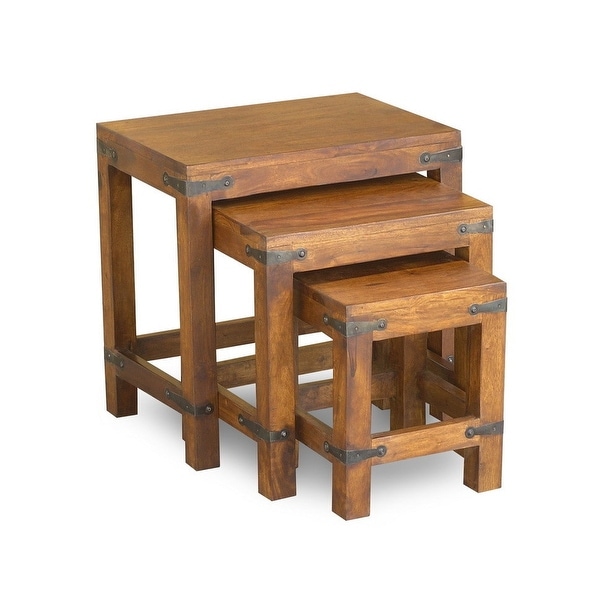 Handmade Rustic Nesting Tables， Set of 3 (India) - 18