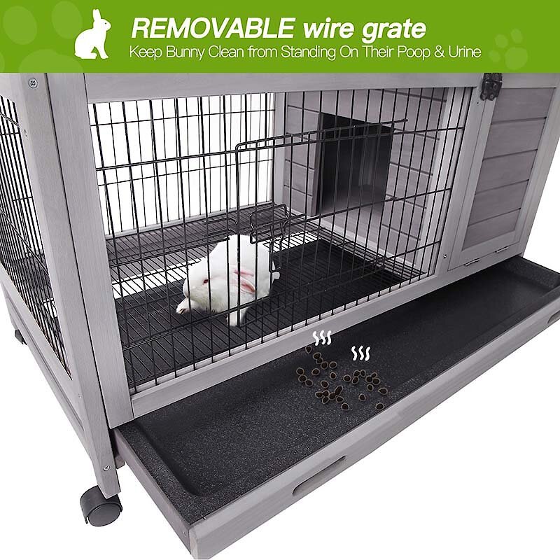 Aivituvin 28.3-in Indoor and Outdoor Wheeled Rabbit Hutch