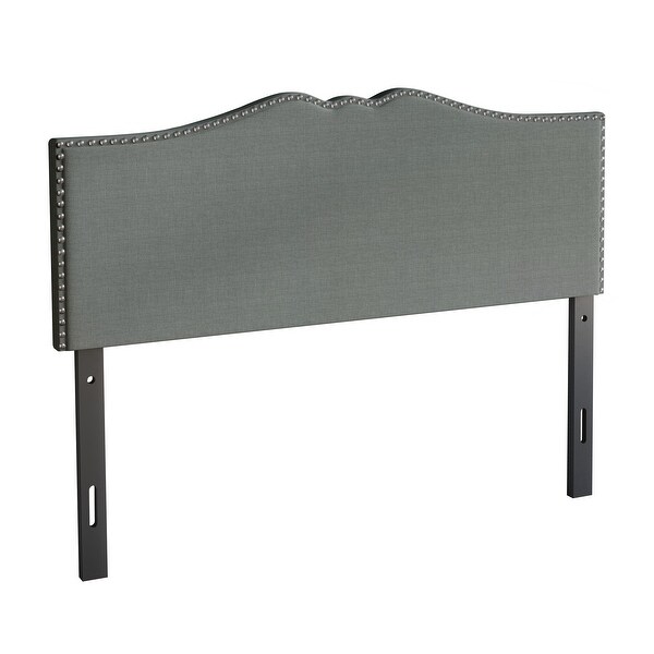 CraftPorch Linen Nailhead Curvaceous Upholstered Adjustable Headboard - - 36547904