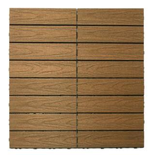 NewTechWood UltraShield Naturale 1 ft. x 1 ft. Quick Deck Outdoor Composite Deck Tile Sample in Peruvian Teak US-QD-ZX-TK-S