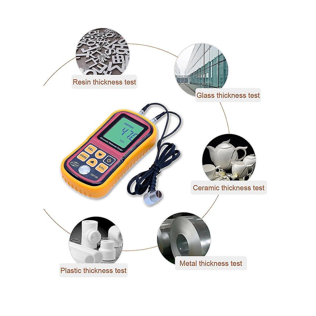 Ultrasonic Thickness Gauge Gm100 1.2-225mm(steel) Digital Lcd Ultrasonic Thickness Meter Tester Gau