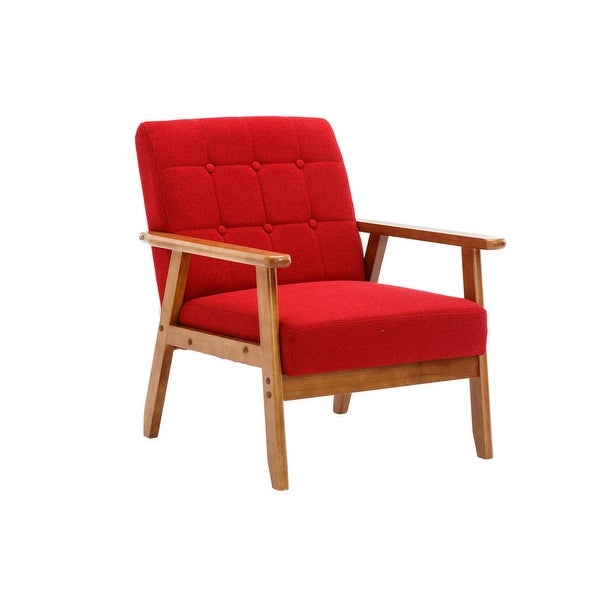 Mid-Century Solid Wood Red Accent chair Armchair