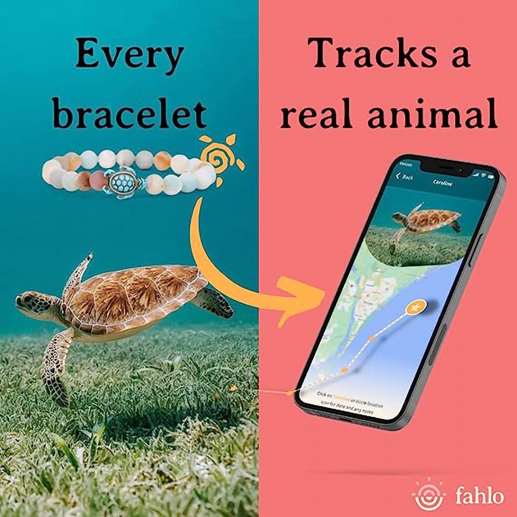 Fahlo  The Journey Bracelet in Sky Stone- Sea Turtle-Tracking Bracelet