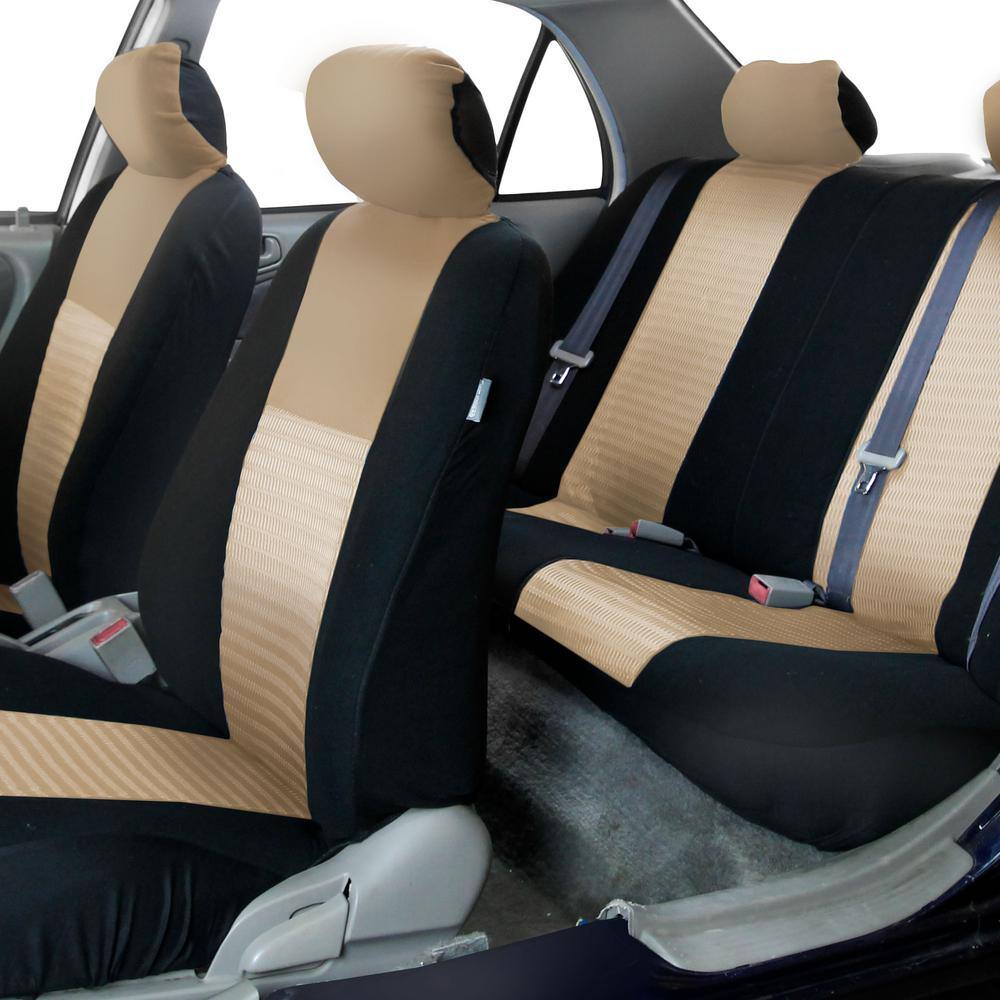 FH Group Fabric 47 in. x 23 in. x 1 in. Deluxe 3D Air Mesh Full Set Seat Covers DMFB060BEIGE115