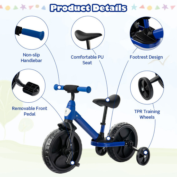 Costway 03126745 4 in 1 Kids Training Bike Toddler...