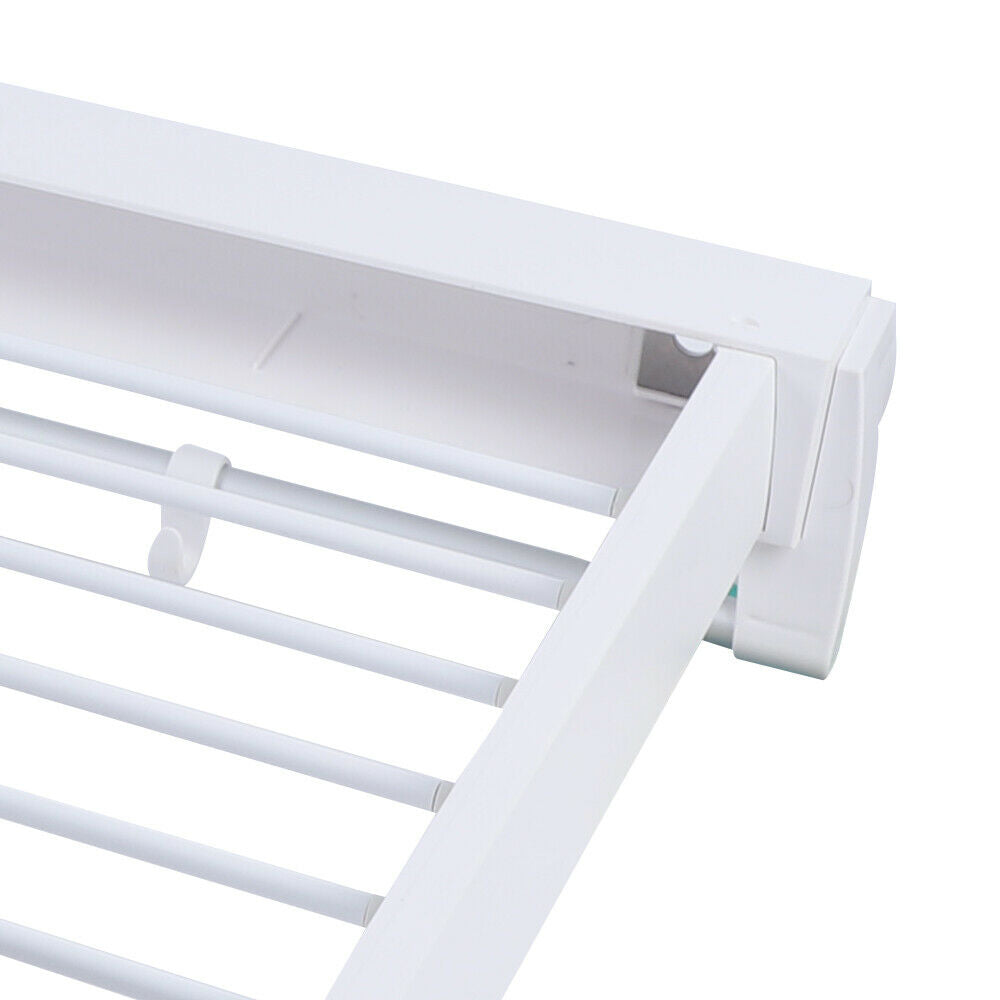 Wall Mounted Laundry Clothes Shelf Drying Rack Folding Dryer Hanger 7-Rod 2KG Extendable Clothes Airer Dryer Wall Mounted Laundry Drying Rack Indoor Metal Laundry Clothes Storage Shelf Drying Rack