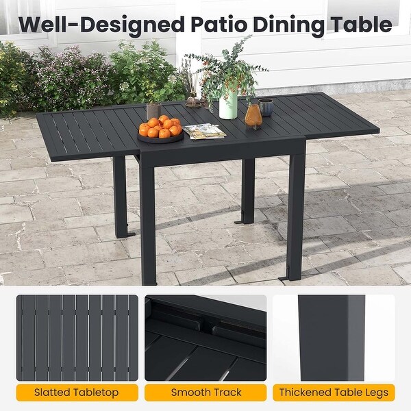 Extensible Courtyard Dining Table for 46 People w/ Slatted Table Top