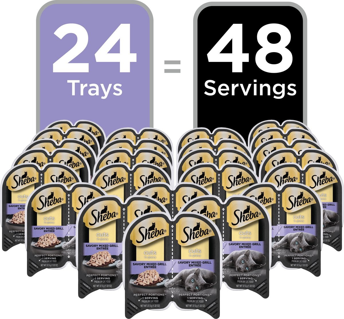 Sheba Perfect Portions Grain-Free Savory Mixed Grill Cuts in Gravy Entree Cat Food Trays