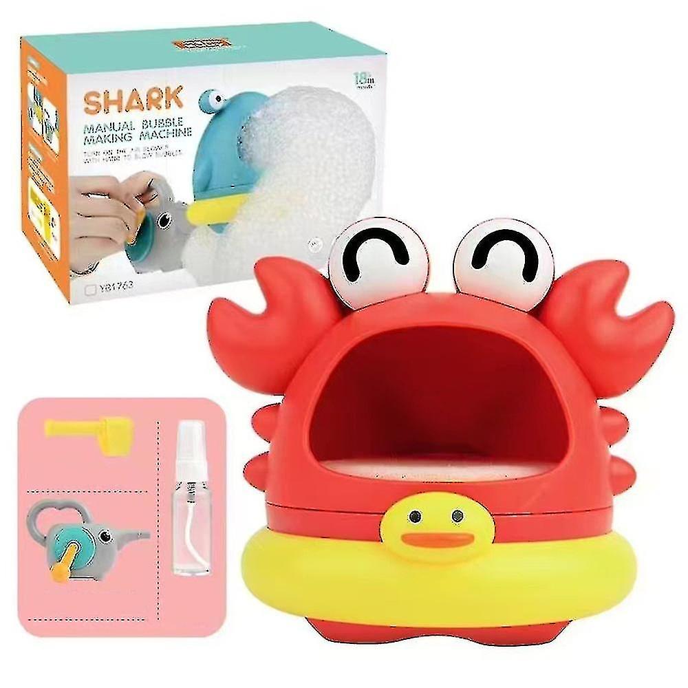 Kids Manual Bubble Maker Bath Toys Cute Shark/ Crab Shape Hand Crank Bubble Making Toy Gift