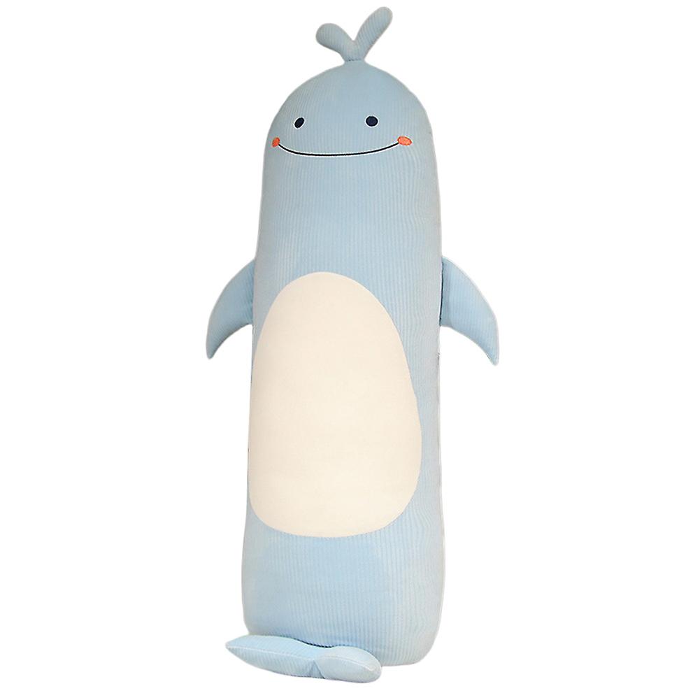 Cartoon Animal Long Throw Pillow Plush Cute Animal Stuffed Toy Soft Hugging Toy Plush Sleeping Pillow Bed Sofa Back Cushion 90cm Blue Whale