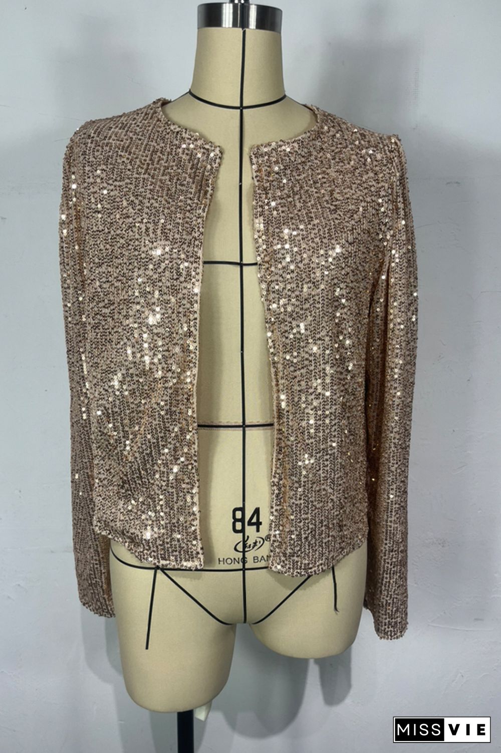 Plain Sequin Short Length Open Jackets