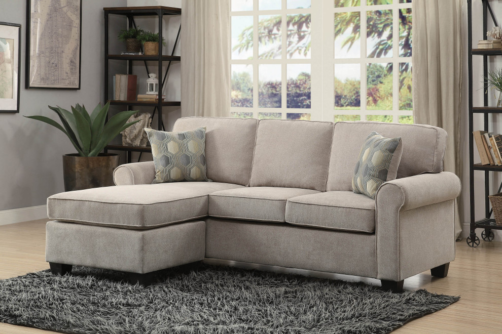 Elliot Reversible Sofa With Chaise  Sand   Transitional   Sectional Sofas   by Lexicon Home  Houzz