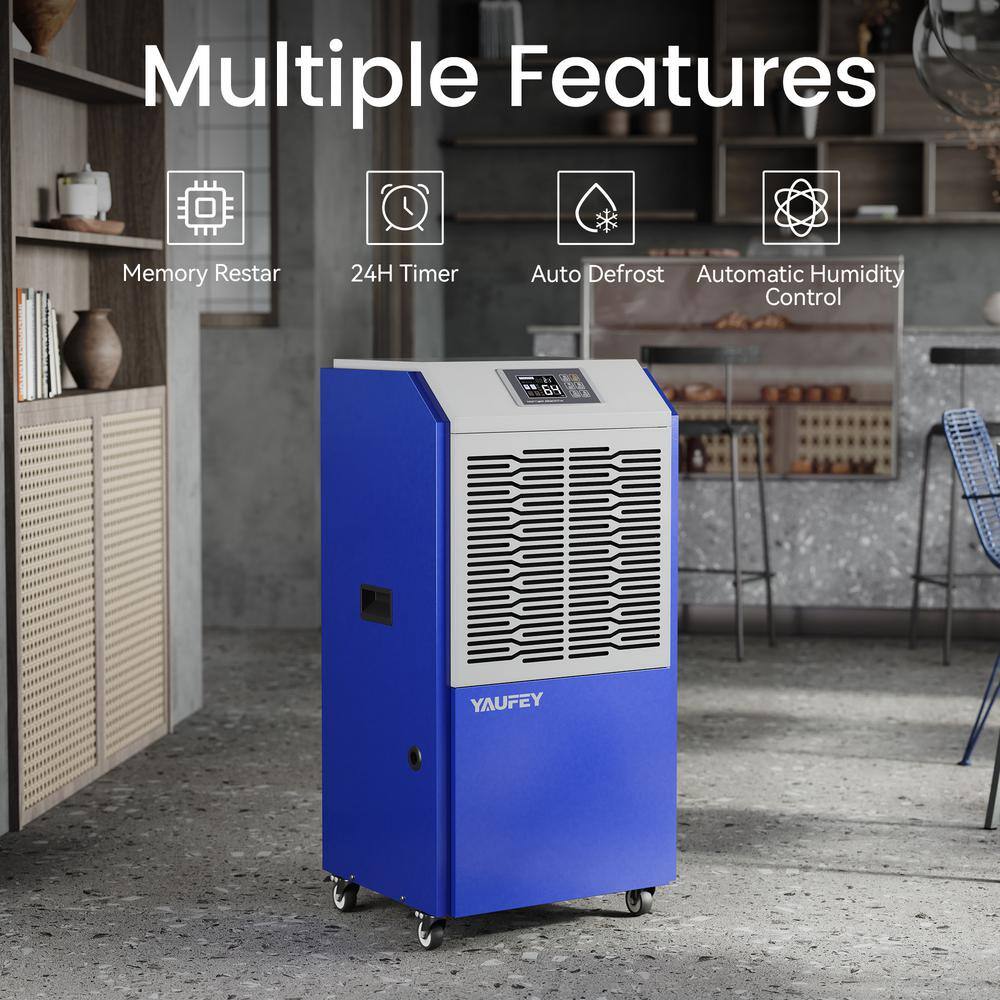 Yaufey 216pt. dehumidifier with a Maximum coverage area of 8500 sq.ft. Commercial Dehumidifier in. blue HDCX-DP900C