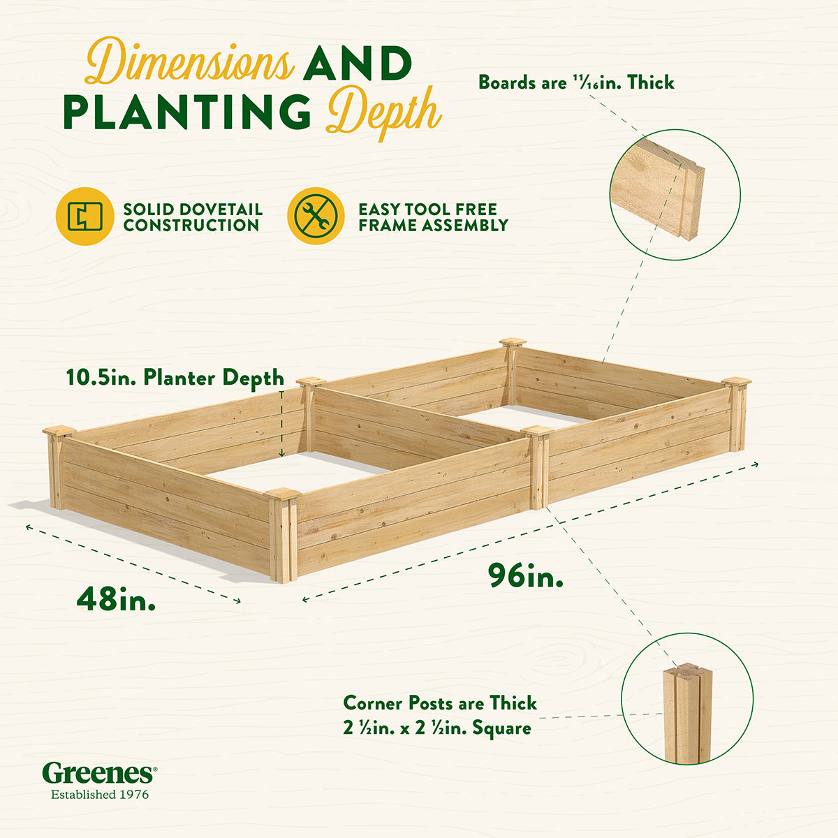 Greenes Fence 48" x 96" x 10.5" Beige Cedar Raised Garden Kit