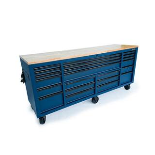 Husky HD 84 in. x 24 in. D 22-Drawer Matte Blue Mobile Workbench Cabinet HOTC8422BL2M