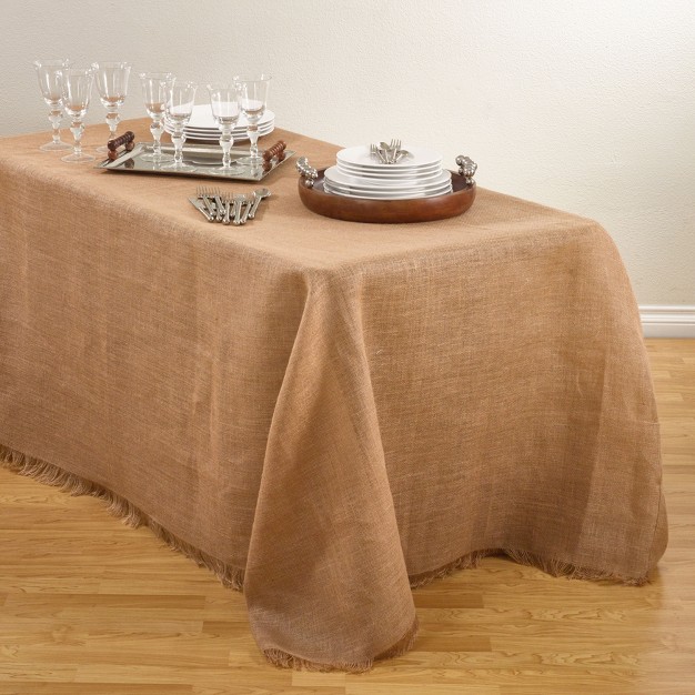 Saro Lifestyle Fringed Jute Tablecloth