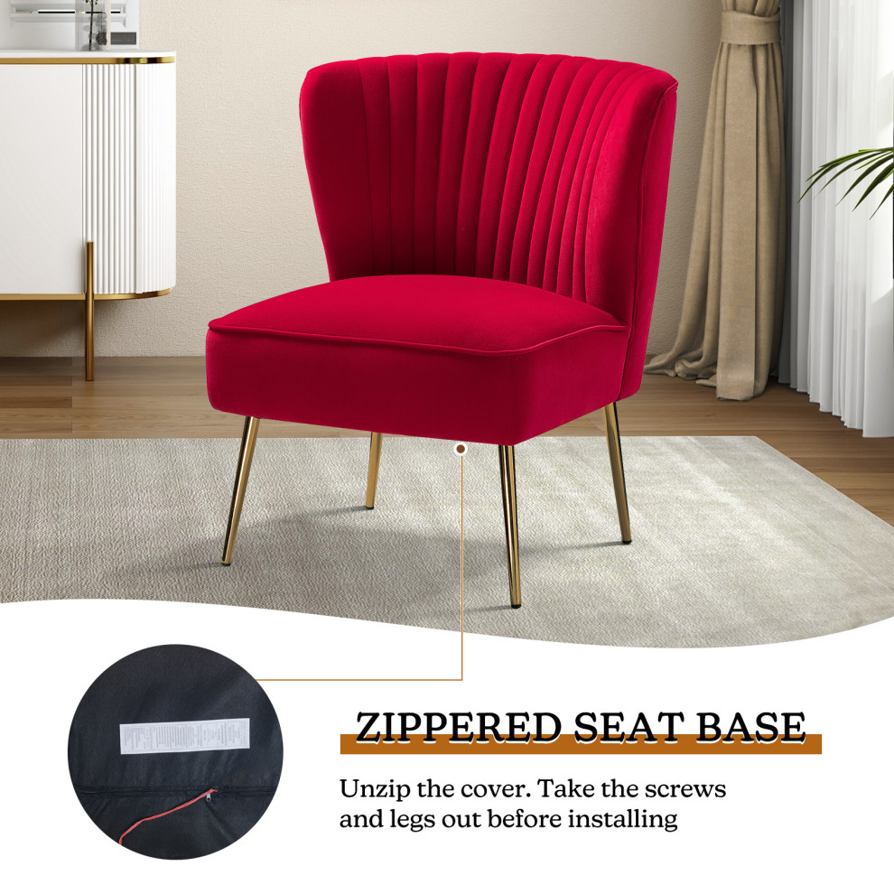 Velvet Accent Dining Chair   Midcentury   Dining Chairs   by Karat Home  Houzz