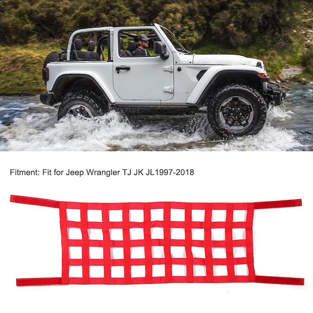 Car Roof Storage Network Cover Fit For Jeep Wrangler Tj Jk Jl1997-2018red